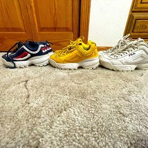LOT OF 3, FILA chunky shoes size 4 YOUTH